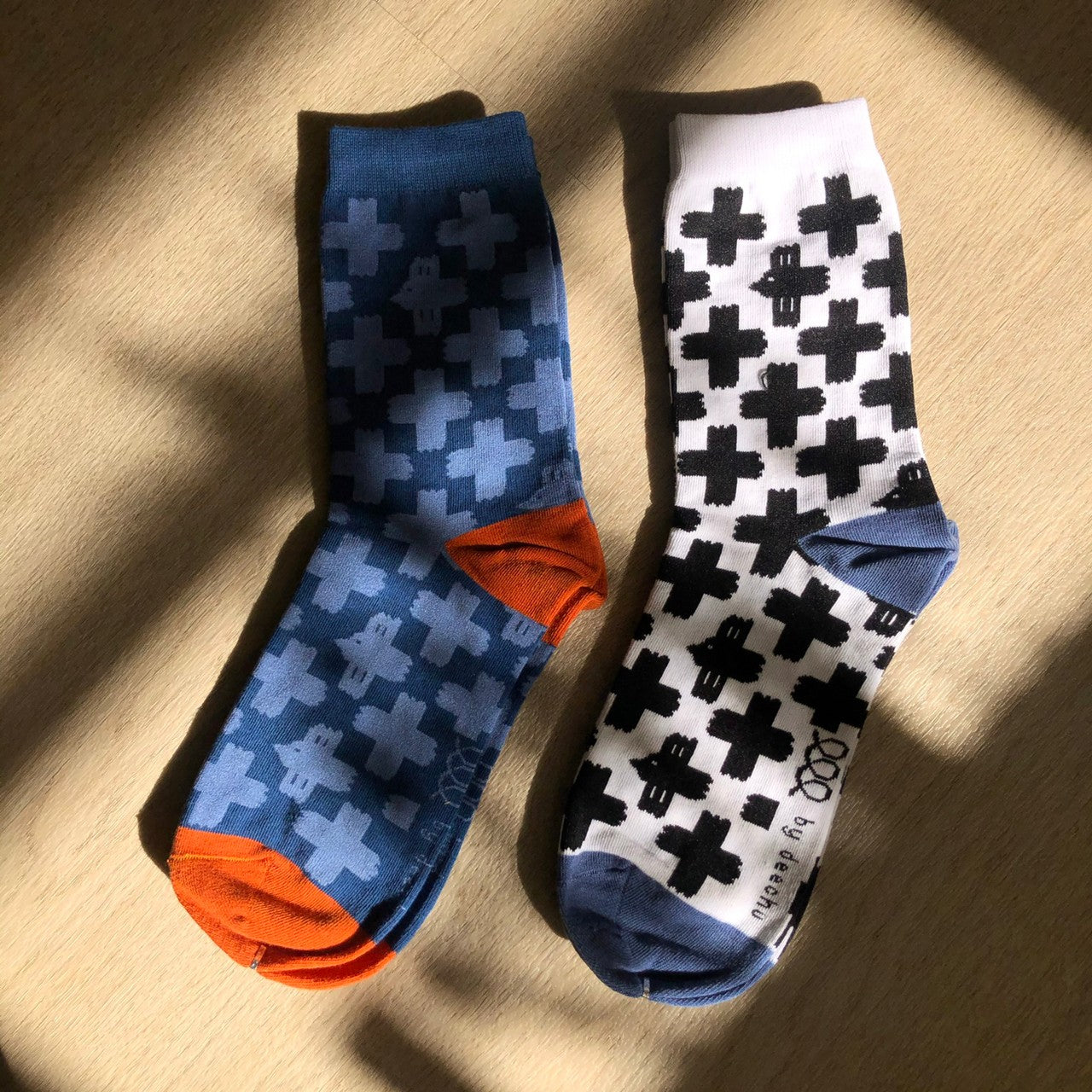 deechu 品牌印花棉襪【藍橘】