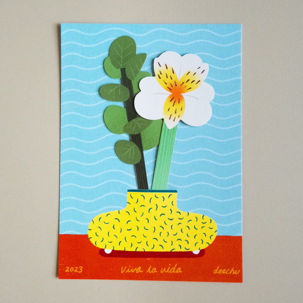 插花明信片|百合水仙