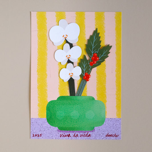 Flower arrangement postcard｜A glass of sake