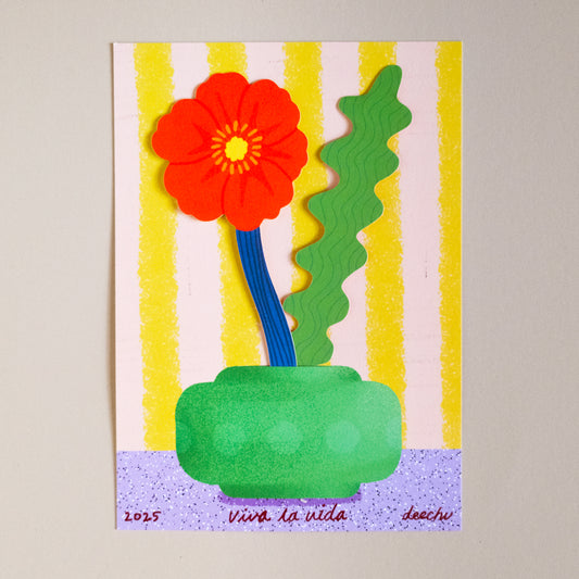 Flower arrangement postcard｜Sapphire vase in the museum