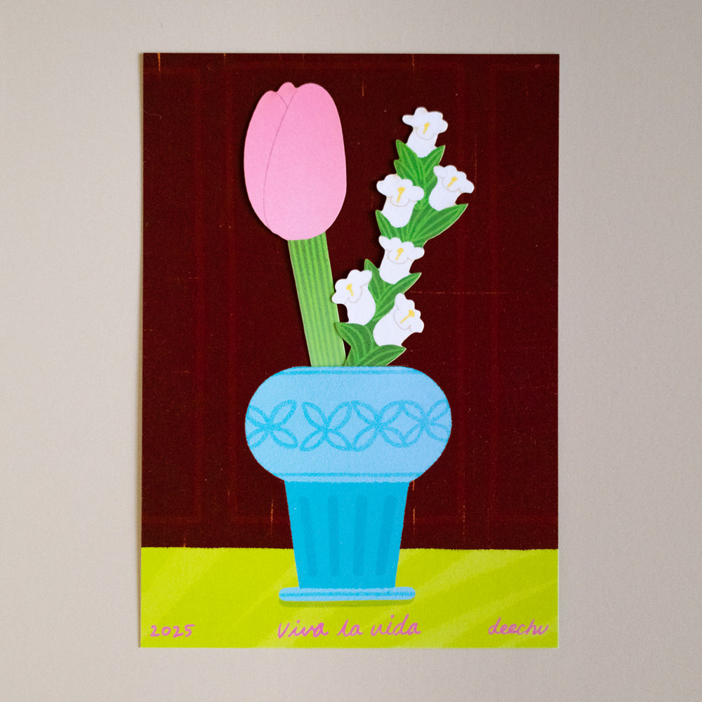 Flower Arrangement Postcard｜Classical Flower Column